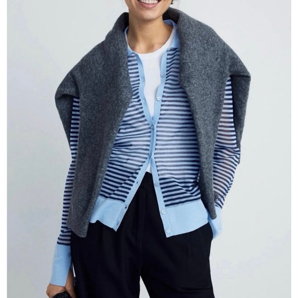 Frame Collared blue Striped Cardigan Medium